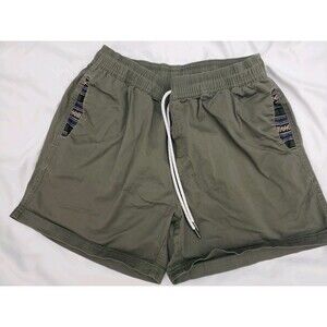 WOWIE Shorts Mens Medium Green Chino 5 Inch Inseam Elastic Waist Drawstring